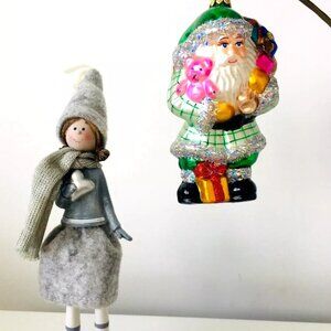 ✨NEW Authentic Christopher Radko SANTA w GIFTS Green Big Handmade Glass Ornament